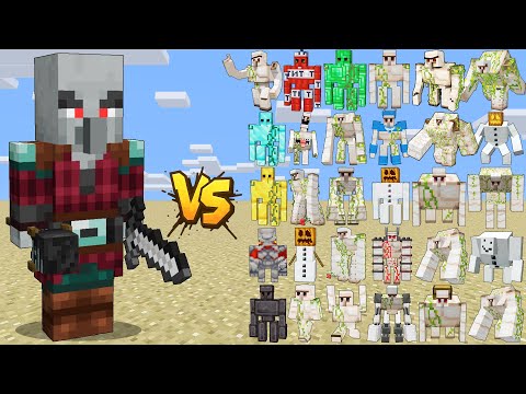 PILLAGER BOSS VS ALL NEW GOLEMS – ILLAGER TITAN AND GOLEM FAMILY | EPIC MINECRAFT BATTLE