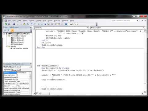 Excel 2010 VBA Tutorial 76   ADODB   SQL DELETE