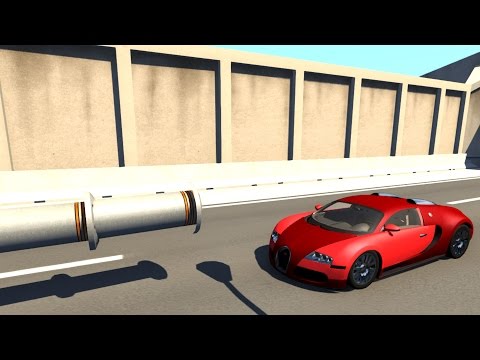BeamNG DRIVE - Horizontal Bollard car Crashes & Destruction - CrashArmy