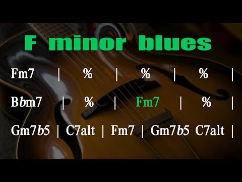 F Minor Blues Jazz Backing Track - 130 BPM - [SCROLLING CHORDS]