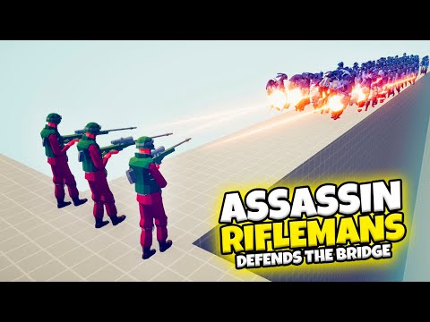 ASSASSIN RIFLEMANS DEFENDS THE BRIDGE VS EVERY FACTION (CUSTOM) | TABS MODDED GAMEPLAY