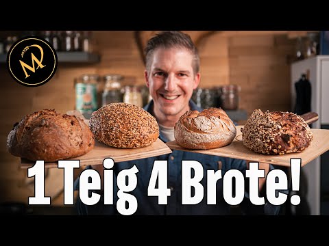 1 Teig - 4 Brote - vier kreative Brotvariationen aus nur einem Teig