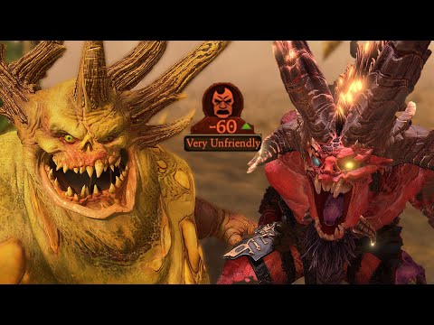 Kugath Plaguefather Unfriendly Diplomacy lines To Skarbrand - Total War Warhammer 3