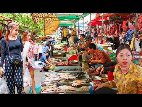 Cambodia Market Shopping in Phnom Penh - Fresh Fruit, Fish, Eel, Meat, Shrimp, Vegetable, & More