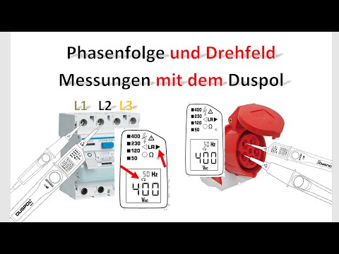 Two-pole rotating field and phase sequence measurement with the Duspol on the CEE socket and the RCD