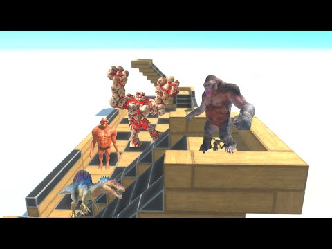 SLIDE TO FIGHT   INFERNALS + FANTASY  VS PRIMATES + CARNIVORE DINOSAUR -  TOURNAMENT - ANIMAL REVOLT