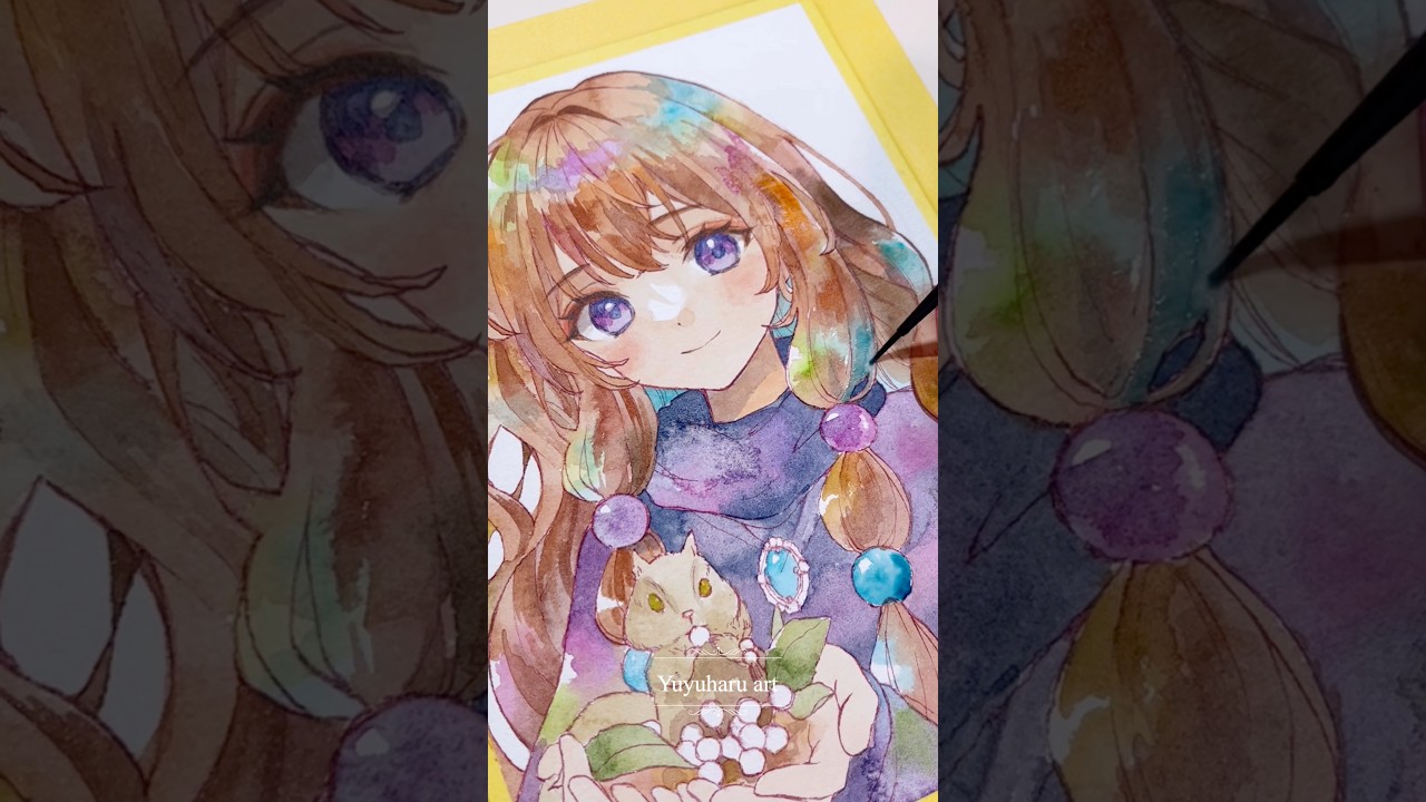 色塗りメイキング #透明水彩 #イラスト #メイキング #アナログイラスト #お絵描き