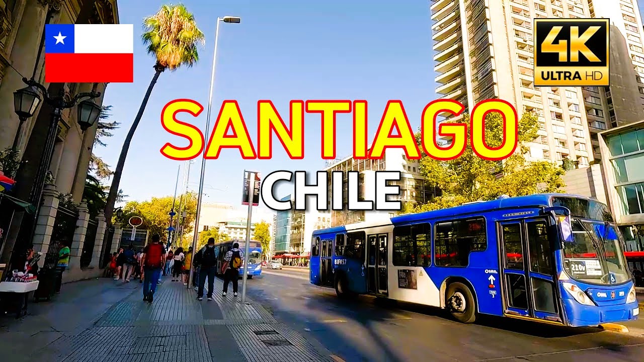 Santiago de Chile walking tour Plaza de Armas ,downtown Virtual walk 4K