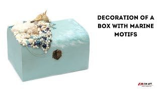 Decoration of a box with marine motifs 
