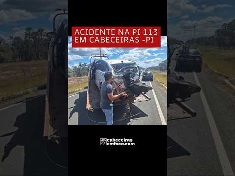 REPORTAGEM: Acidente na PI-113 em Cabeceiras deixa veículo destruído após colisão com animal