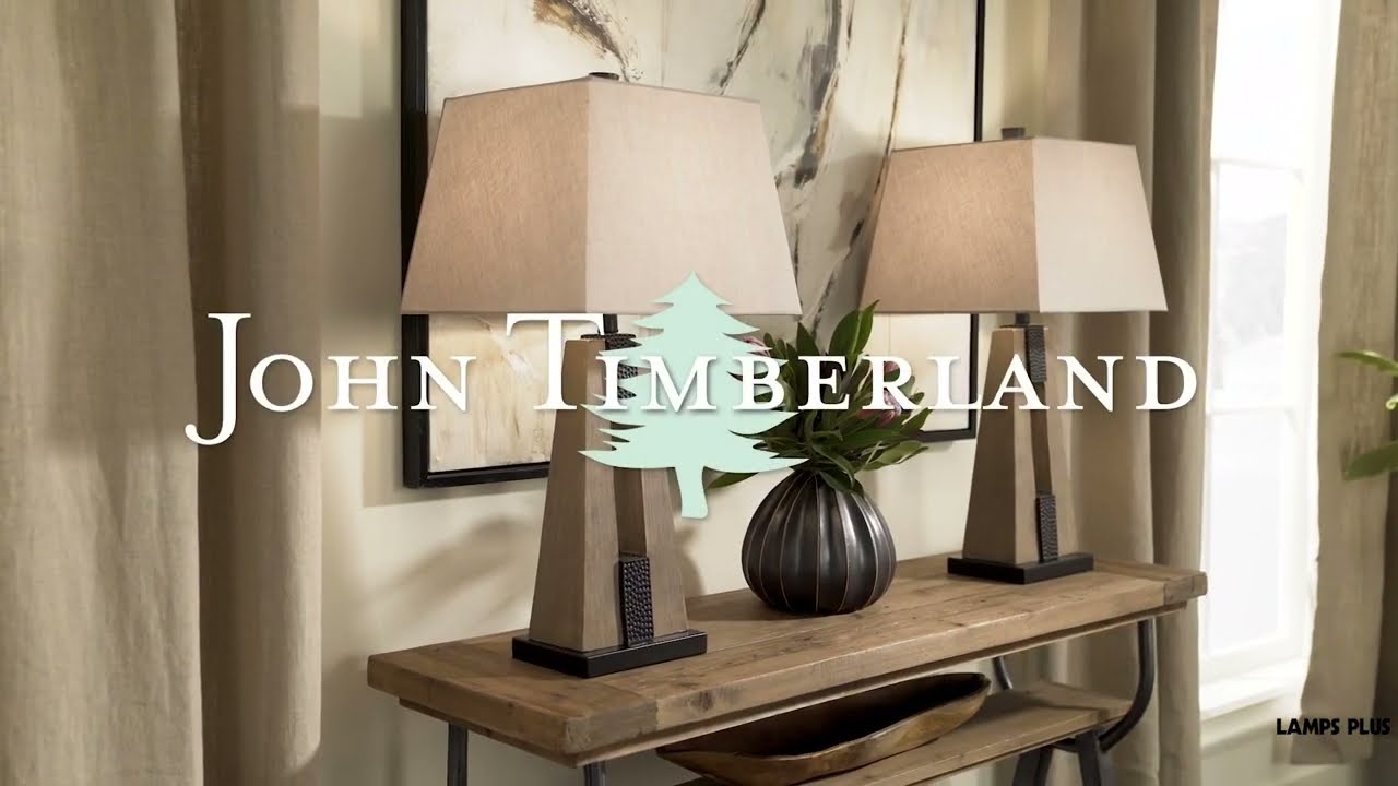 Video1 of John Timberland Mitchell 27" Rustic Column USB Table Lamps Set of 2