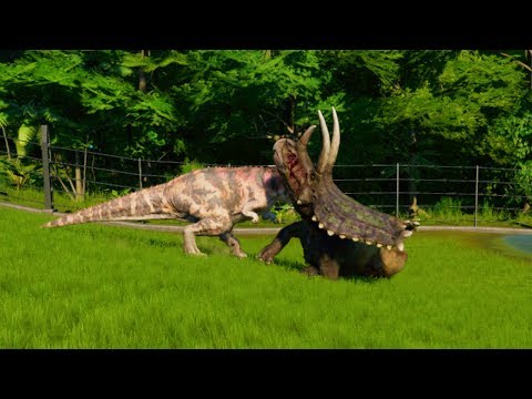 2 Pentaceratops Vs 2 Ceratosaurus - Jurassic World Evolution | Jurassic On Tube