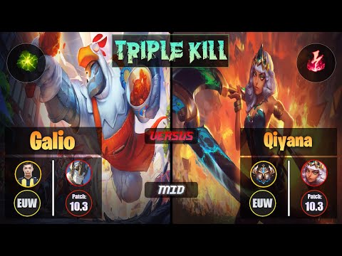 Bolulu GALIO (Mid) [Aftershock] VS QIYANA - Challenger EUW Patch 10.3 Triple Kill
