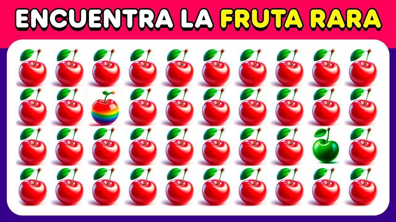 Encuentra el raro | Edición Fruta 🍎🥑🍉| Fácil, Medio, Difícil