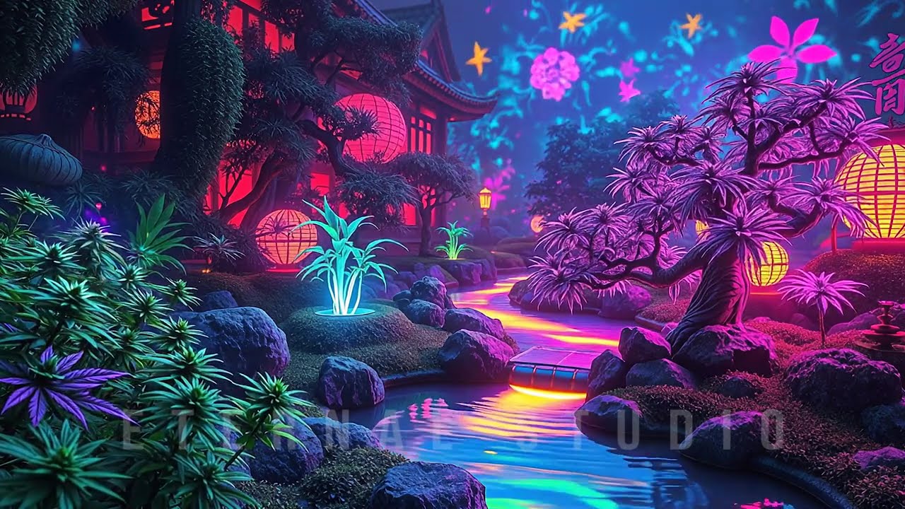 Animated Background - Surreal Japanese Zen Garden, Psychedelic Marijuana Cannabis Live Wallpaper