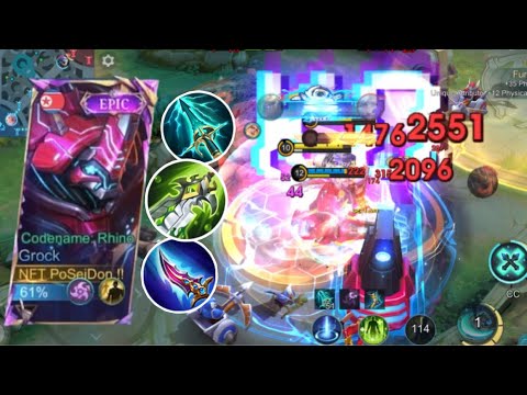 GROCK BEST BUILD AND GAMEPLAY // NEW GROCK REVAMP BEST FOR EXP LANE // PoSeiDon.!!