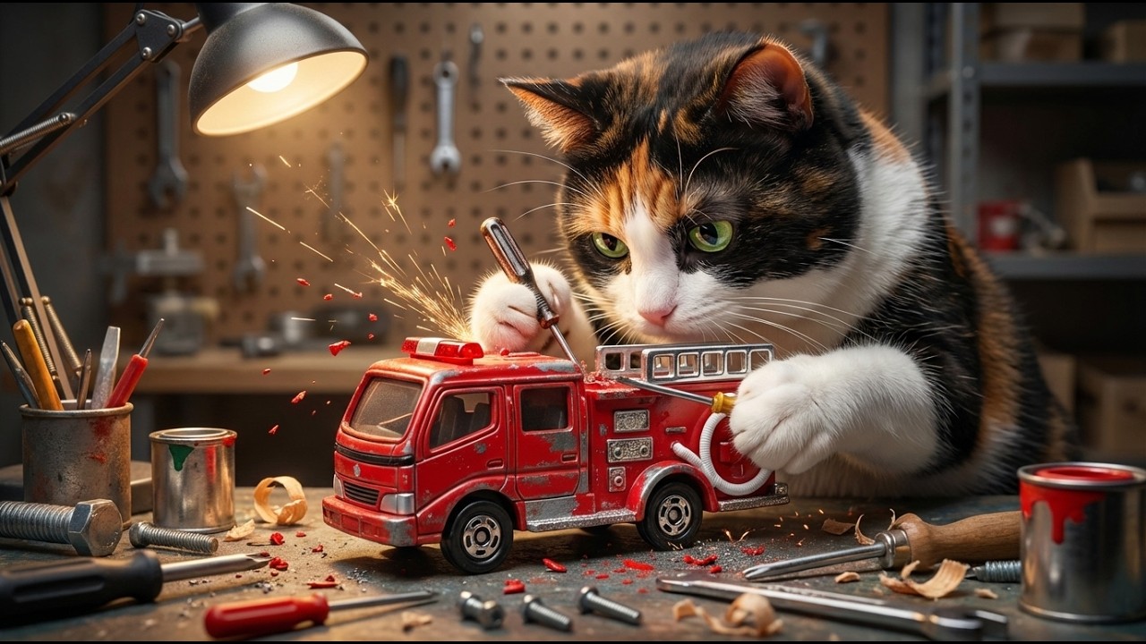 車好きのチビ「消防車をなおす」