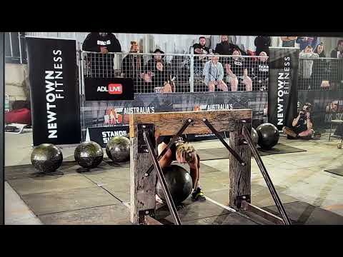 150kg atlas stone lift world's strongest woman Donna Moore in Australia