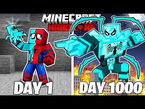 I Survived 1000 Days as DIAMOND SPIDERMAN in HARDCORE Minecraft! (Full Story)