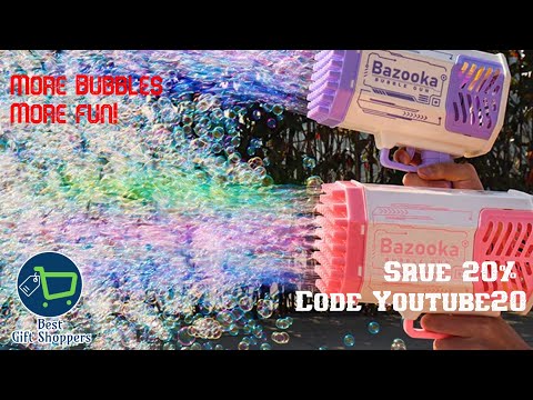 Best Summer Toy Limited Edition 2022 Bubble Gun Bazooka 69 Holes Pink Purple Rechargeable Battery