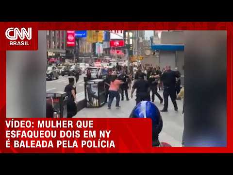 Veja momento em que mulher que esfaqueou dois em NY é baleada pela polícia | CNN BRASIL
