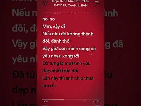 (LYRICS) RHYDER - CHỊU CÁCH MÌNH NÓI THUA | ft. COOLKID x BAN