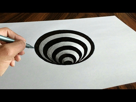 Very Easy!! 3D Trick Art How to Draw a Round Hole on Paper