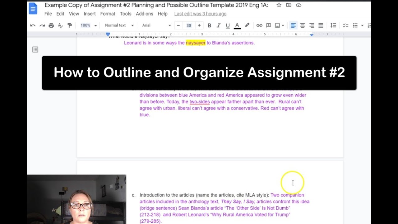 How to Outline and Organize Assignment #2 English 1A