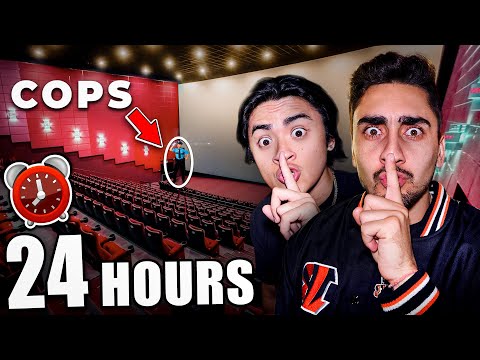 24 Hour Overnight Challenge in MOVIE THEATER **CRAZY ENDING**