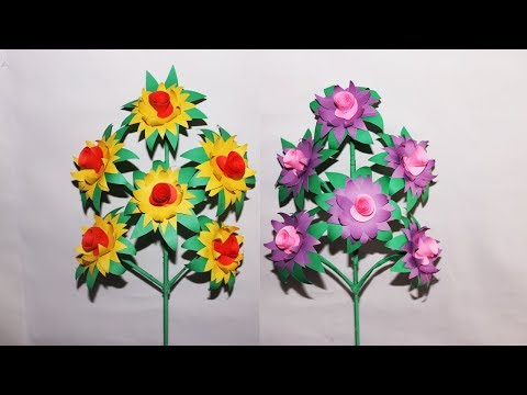How To Make a Stick Flower With Color Paper_diy Paper Craft.