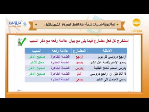 الأول الثانوي | الفصل الدراسي الأول 1438 | لغة عربية | تدريبات على رفع الفعل المضارع