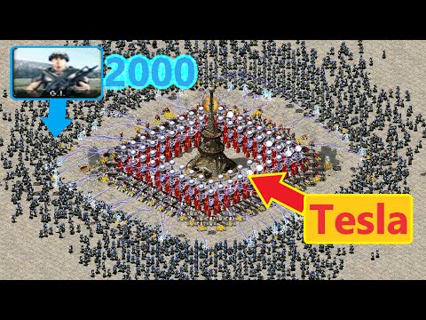 Massive Tesla Defense vs Gi - Same Cost - Red Alert 2