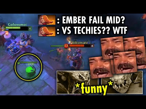 Techies vs Ember??? How Da-hell He Won Mid?? WTF Funny Game 100% Unstoppable | Techies Official