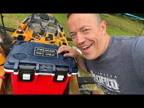 Pelican Elite 20 Qt. Cooler- How it fits in my kayak fishing setup for under $200