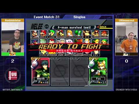 Event Match 31: Ambisinister (Fox) vs Ultimascout (Marth/Fox) - Losers Quarters