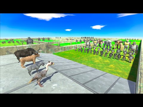 Prehistoric Mammals Vs Primates DeathRun - Animal Revolt Battle Simulator