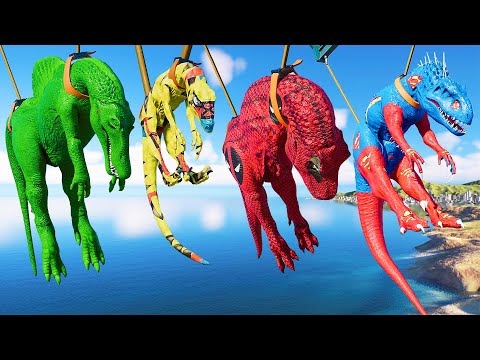 (🦖Jurassic World Evolution 2)Deadpool T-Rex VS Wolverine Velociraptor,Spinosaurus Dinosaurs Fight