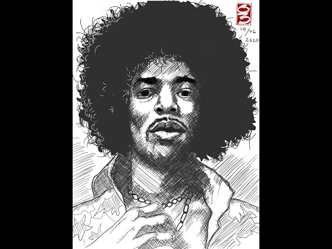 Timelapse sketching JIMI HENDRIX in 5 minutes