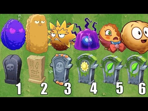 PvZ 2 Challenge - How Many Plants Can Defeat 7 Different Gravestone Using Only 1 Plant Food?