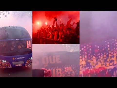 🔥 ABSOLUTE SCENES! Barca fans welcome team to stadium in crazy atmosphere. Barcelona Vs Paris UCL