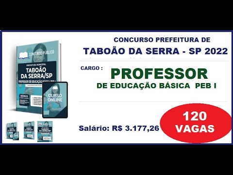 Apostila Concurso Prefeitura de Taboão da Serra   SP 2022   Professor de Educação Básica PEB I