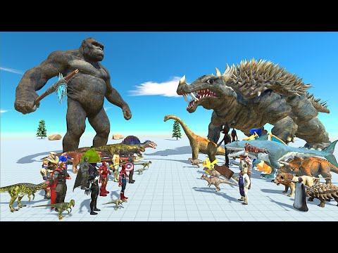 TEAM KING KONG vs TEAM ANGUIRUS - Animal Revolt Battle Simulator