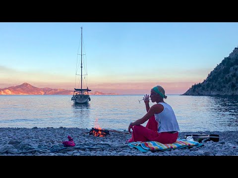 BEACH FIRES & SAILING LIFE BLISS on the GREEK ISLAND of SYMI • Ep 13