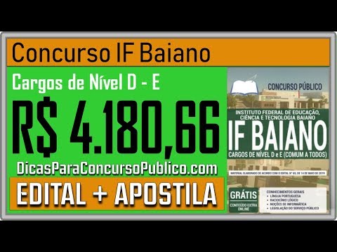 Apostila IF Baiano 2019 - Cargos de Nível D - E - Edital Concurso IF Baiano 2019