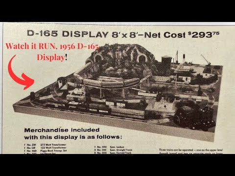 Lionel Trains D-165 from 1956.  Running Toy trains on original Dealer layout