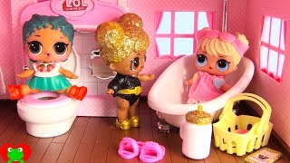 LOL Surprise Dolls New Bathroom In Dollhouse Toy Video