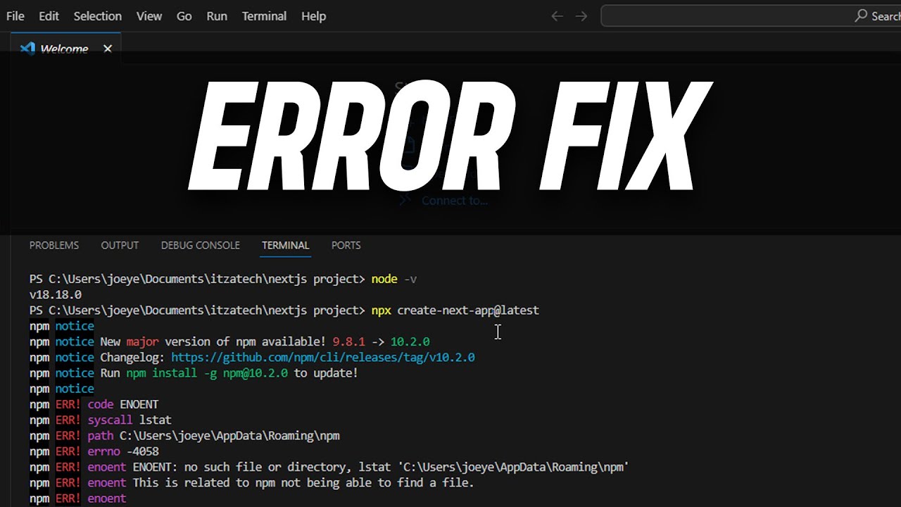 Easy Fix React Framework Next js NPX create react app error / npx create next app@latest