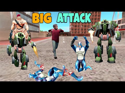 Villain Vs Green Transformer Car Big Fight In Rope Hero Vice Town । Rope Hero Vice Town