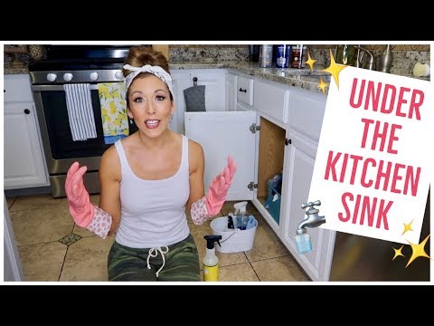 CLEAN + ORGANIZE WITH ME✨| UNDER THE KITCHEN SINK🚰 | CHALK LABEL ORGANIZATION + SMALL SPACE HACKS Video