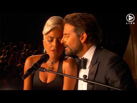 Lady Gaga and Bradley Cooper perform on the Oscars stage